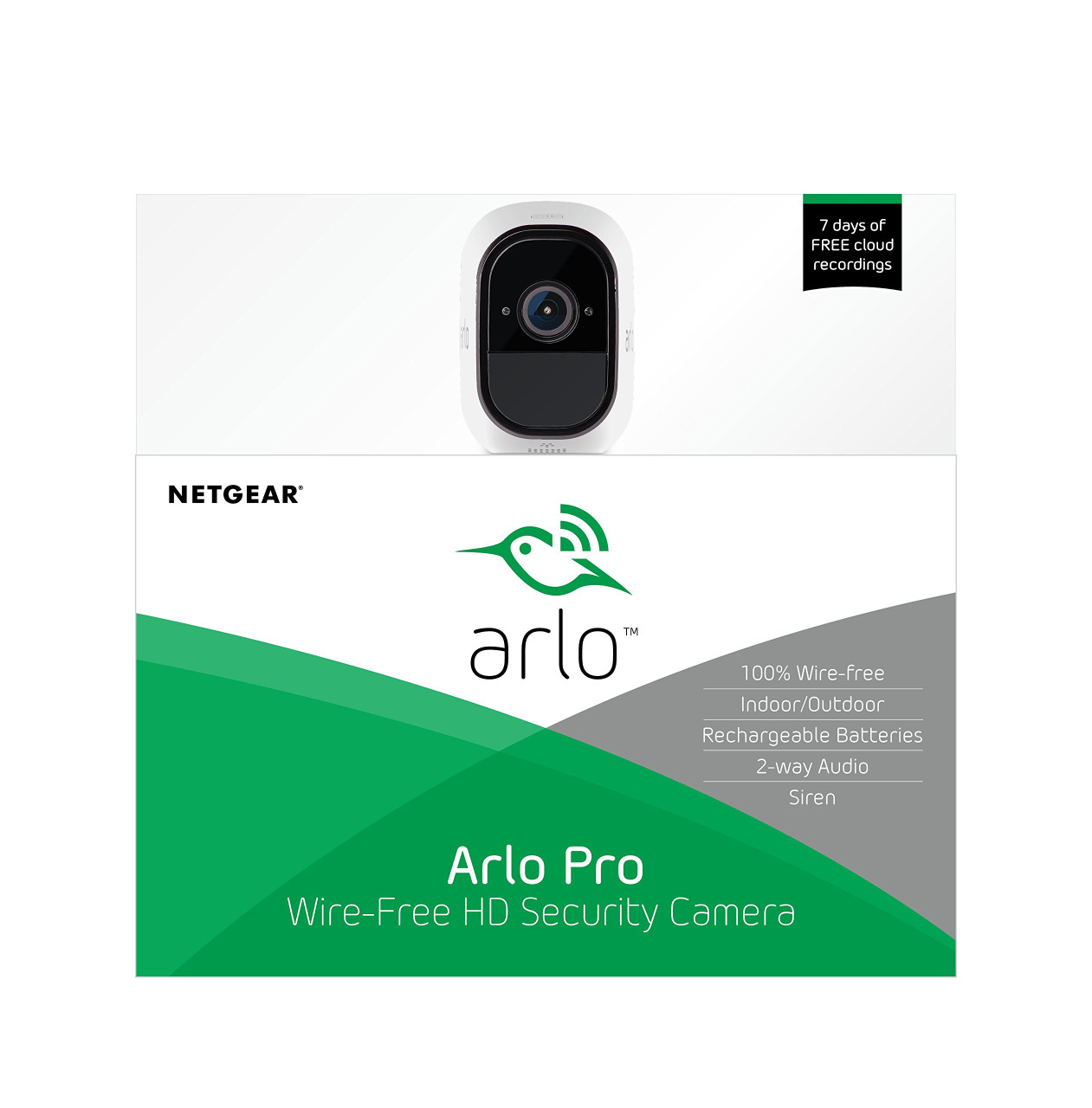 Arlo Pro - Wireless Home Security Camera System with Siren | Rechargeable, Night vision, Indoor/Outdoor, HD Video, 2-Way Audio, Wall Mount | Cloud Storage Included | 1 camera kit (VMS4130)