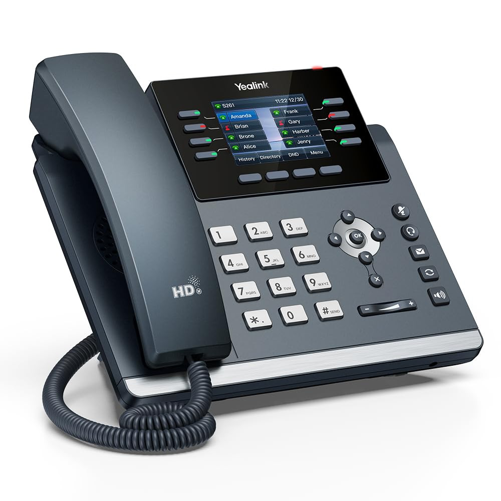 Yealink SIP-T44U 1301214-12 VoIP Accounts. 2.8-Inch Color Display, PoE Power Adapter NOT Included, Black