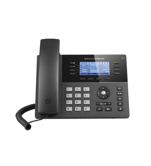 The GXP1782 is a powerful mid-range IP phone with advanced telephony features. This mid-range IP phone comes equipped with 8 lines, 4 SIP accounts, 8 dual-color line keys and 4 XML programmable context sensitive soft keys on a 200 x 80 pixel back-lit LCD display screen.
For added personalization the GXP1782 features personalized ring tone/ring back tone music and integration with advanced web and enterprise applications as well as local weather services. It’s also one of the first Grandstream phones to come equipped with a Kensington Security Slot— one of the most popular anti-theft solutions on the market. The GXP1782 supports the fastest possible connection speeds with dual auto-sensing Gigabit network ports as well as automated provisioning features with media access control.
8 lines, 8 dual-color line keys (with 4 SIP accounts), 4 XML programmable contextsensitive soft keys
Dual switched autosensing 10/100/1000Mbps Gigabit network ports
32 digitally programmable & customizable BLF/fastdial keys
Built-in USB port for importing and exporting data only
HD wideband audio, full-duplex speakerphone with advanced acoustic echo cancellation
Built-in PoE to power the devices and give it a network connection
Supports EHS compatible Plantronics’s headsets
Automated provisioning using TR-069 or AES encrypted XML configuration file
TLS and SRTP security encryption technology to protect calls & accounts and Kensington Security Slot support
5-way audio conferencing for easy conference calls
Large phonebook capacity with up to 2,000 contacts and call history with up to 500 records
Use with Grandstream’s UCM series IP PBX appliance for Zero-Config provisioning, 1-touch call recording & more