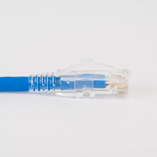 ICC CAT6 Ethernet Patch Cord with Clear Boot Strain Relief, RJ45, Stranded, 550 MHz, UTP, Pure Bare Copper Wire, 24 AWG, LAN Network Patch Cable, Blue, 1 FT, Single