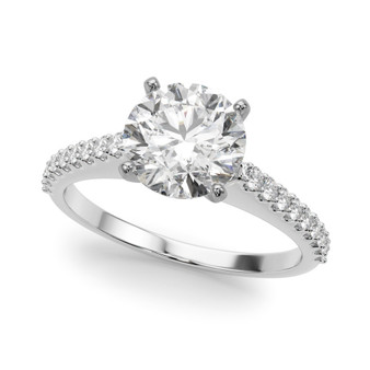 Engagement Ring 1-Carat 2-Carat 3-Carat Round Center Diamond - 14K and 18K Gold or Platinum
