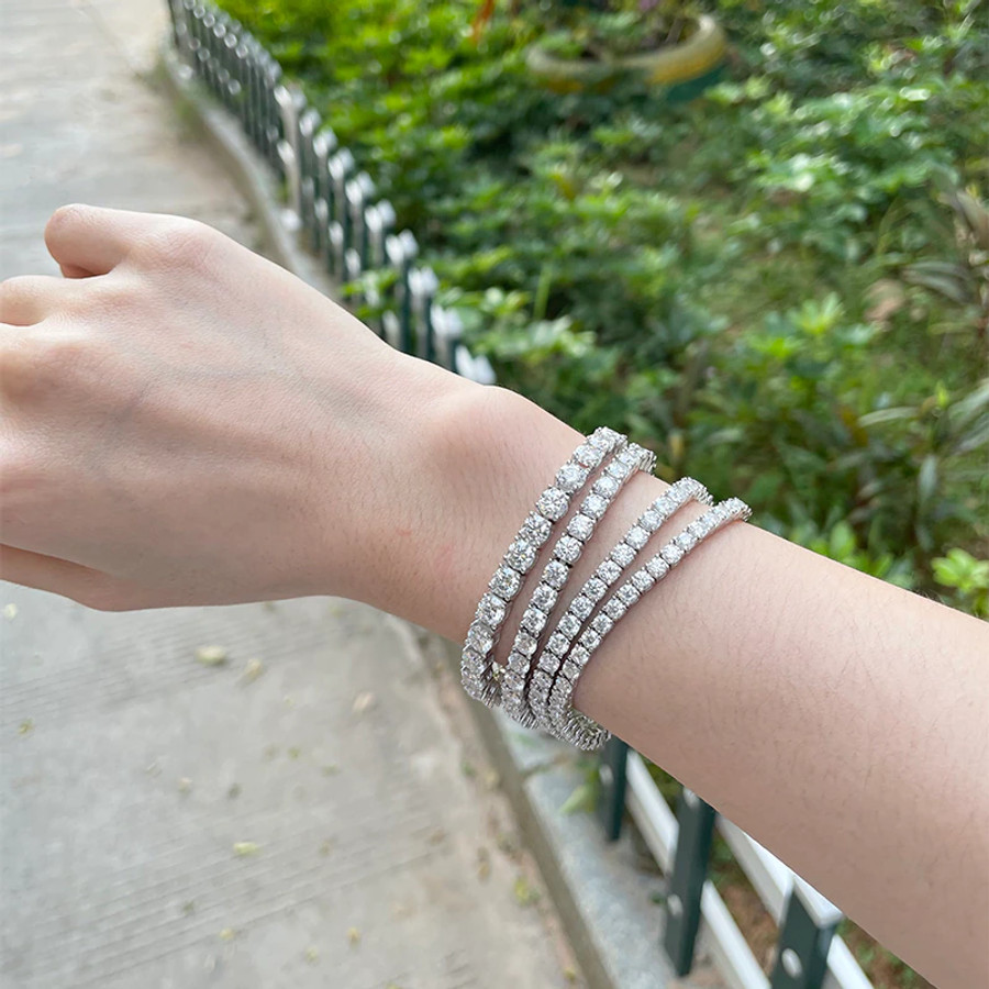 Moissanite Tennis Bracelet 5.5 to 19.5-Carats GRA Lab Certified Moissanite 3mm, 4mm, 5mm, 6mm, 8mm, 10mm