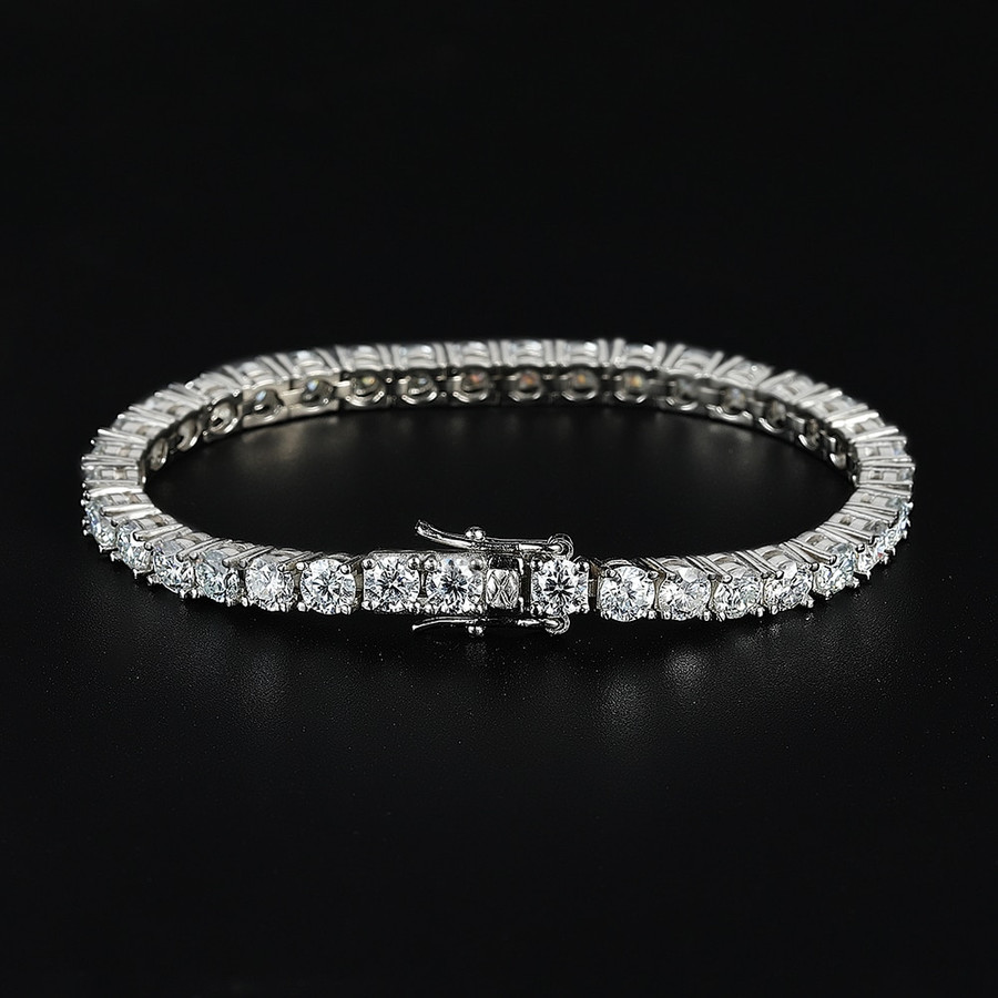 Moissanite Tennis Bracelet 5.5 to 19.5-Carats GRA Lab Certified Moissanite 3mm, 4mm, 5mm, 6mm, 8mm, 10mm