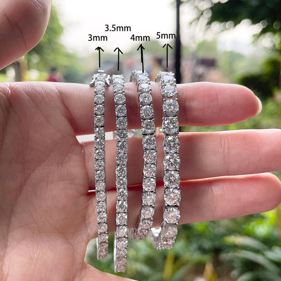 Moissanite Tennis Bracelet 5.5 to 19.5-Carats GRA Lab Certified Moissanite 3mm, 4mm, 5mm, 6mm, 8mm, 10mm