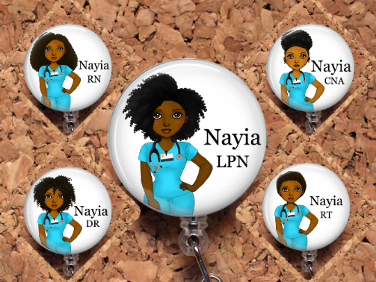 Black African American Nurse Retractable ID Badge Reel, Lanyard, or  Carabiner (16 Designs, 36 Colors) - The Badge Patch (A Crystal Garden LLC)