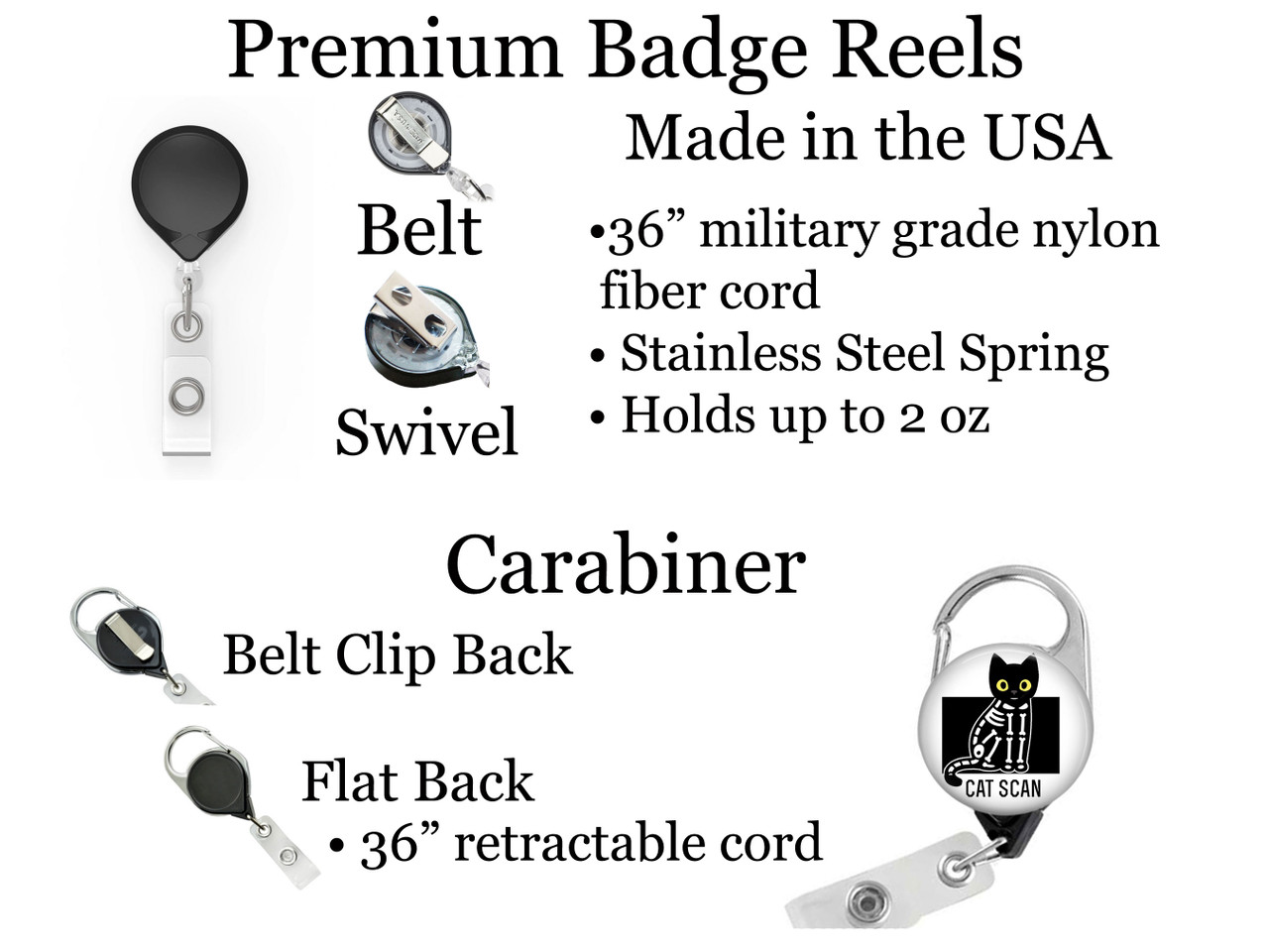 Cat Scan Retractable ID Badge Reel, Lanyard, or Carabiner - The Badge Patch  (A Crystal Garden LLC)