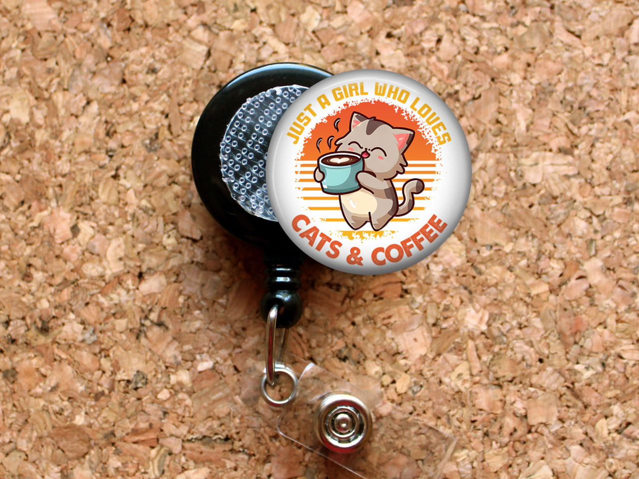 Peace Love Coffee Retractable ID Badge Reel, Lanyard, or Carabiner