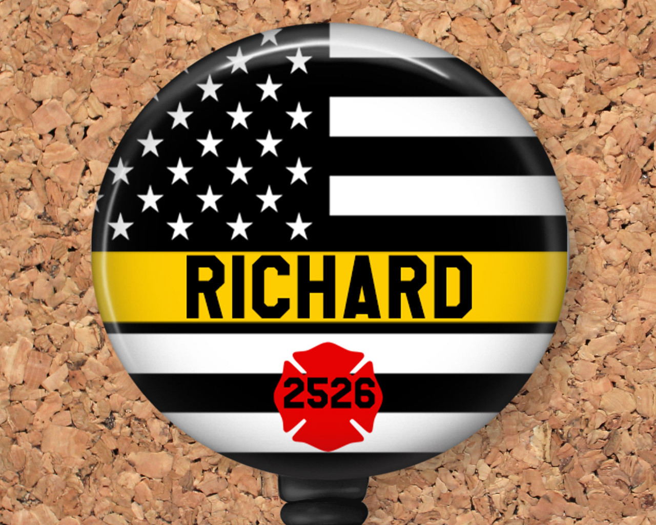 Thin Yellow Line First Responder Retractable ID Badge Reel