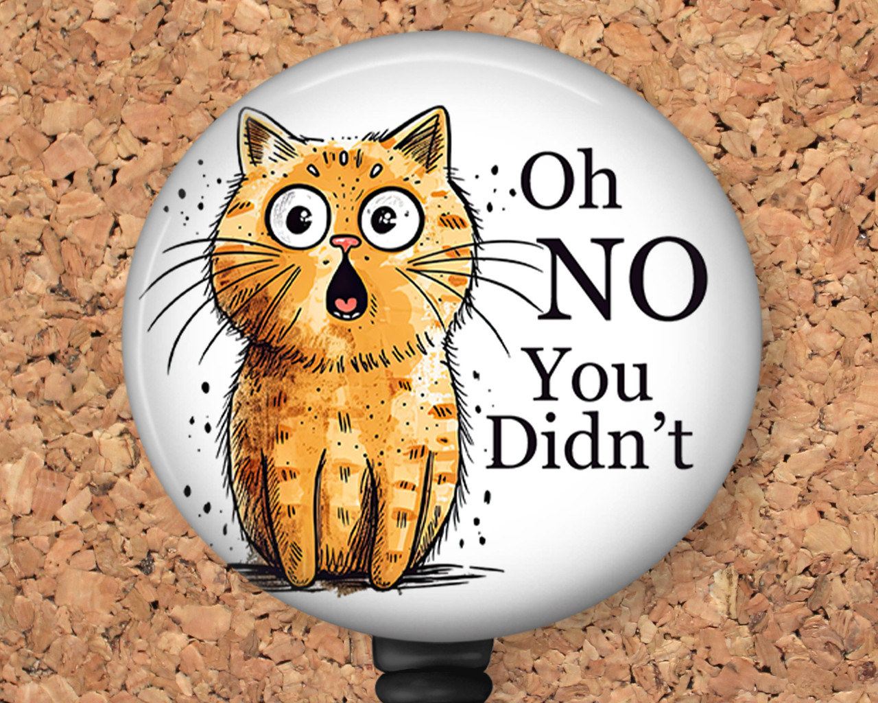 Surprised Cat Retractable ID Badge Reel, Lanyard, or Carabiner - The Badge  Patch (A Crystal Garden LLC)