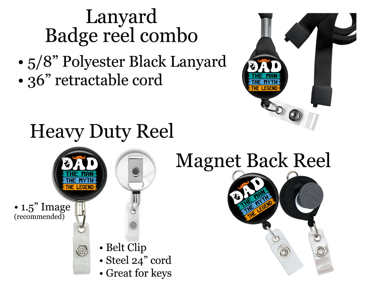 The Man The Myth The Legend Retractable Badge Reel Personalize