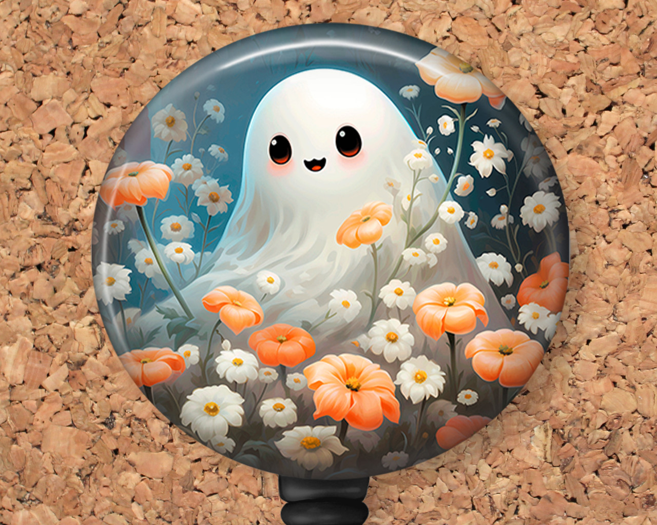 Cute Halloween Ghost Retractable ID Badge Reel, Lanyard, or