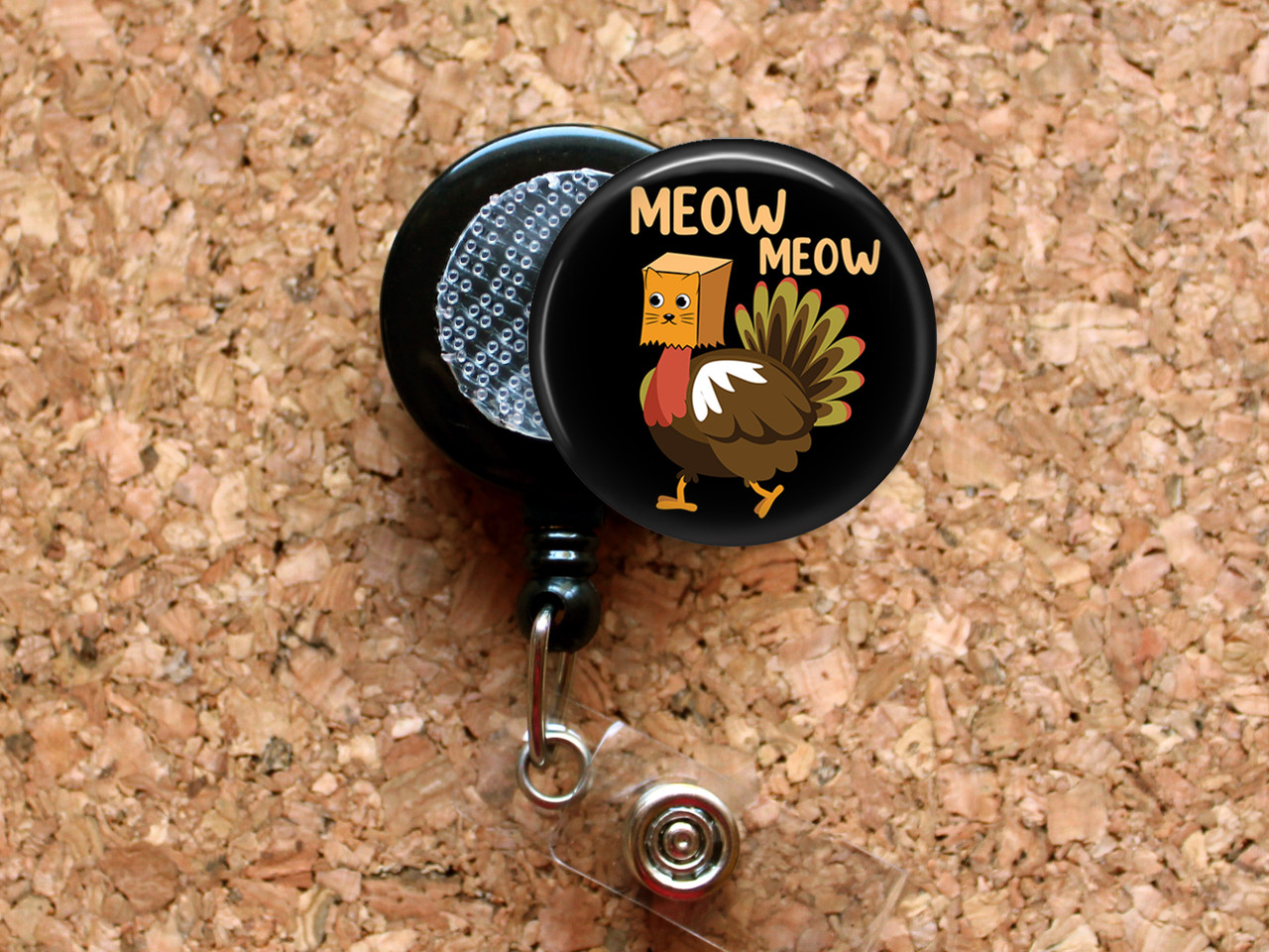 Funny Turkey Retractable ID Badge Reel, Lanyard, or Carabiner - The Badge  Patch (A Crystal Garden LLC)