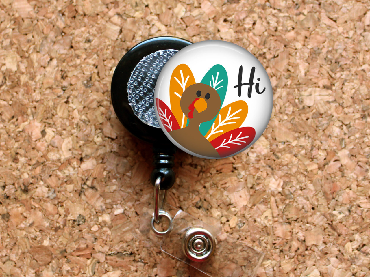 Funny Turkey Retractable ID Badge Reel, Lanyard, or Carabiner - The Badge  Patch (A Crystal Garden LLC)