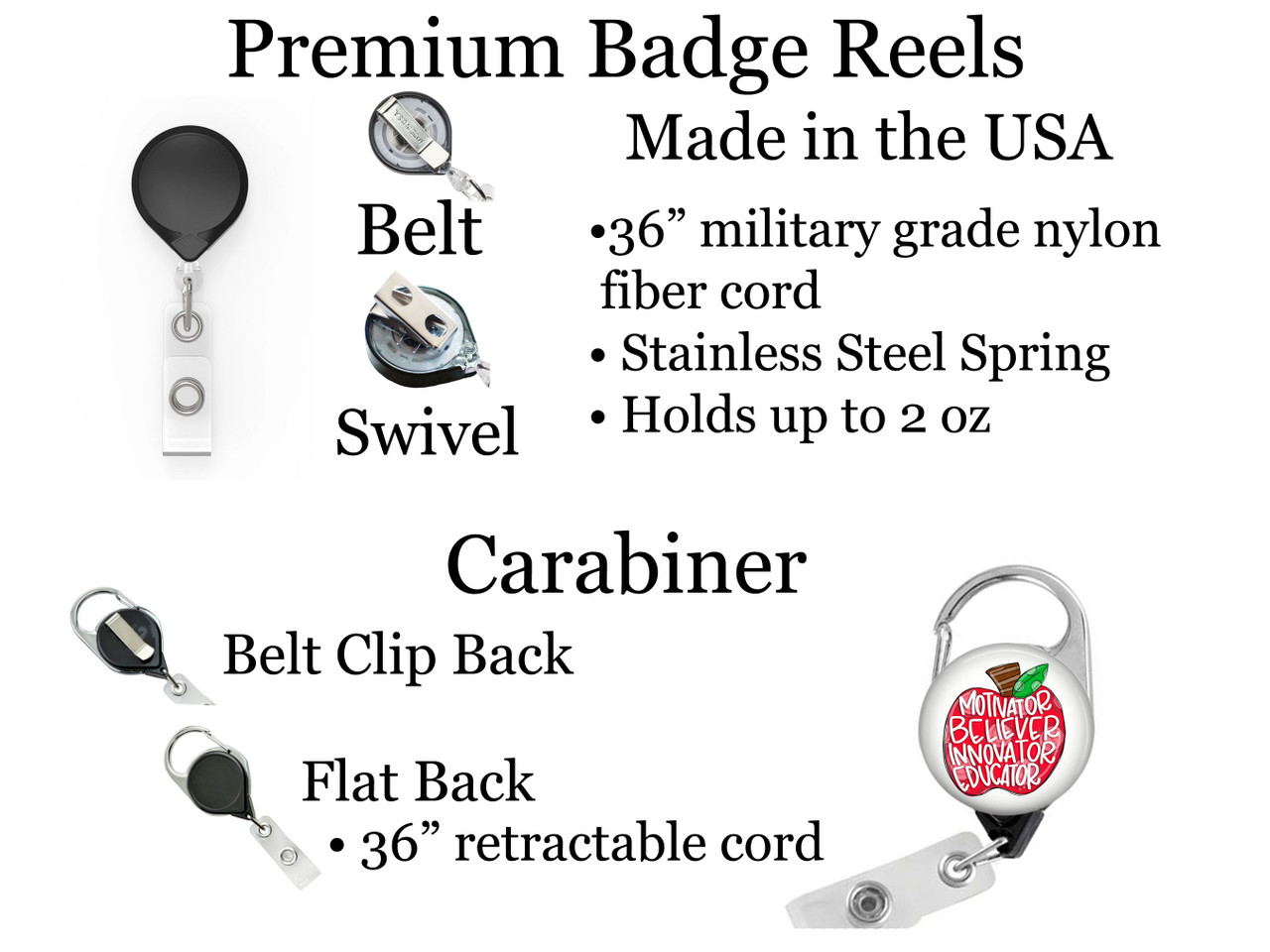 Apple Retractable ID Badge Reel, Lanyard, or Carabiner - The Badge Patch (A  Crystal Garden LLC)