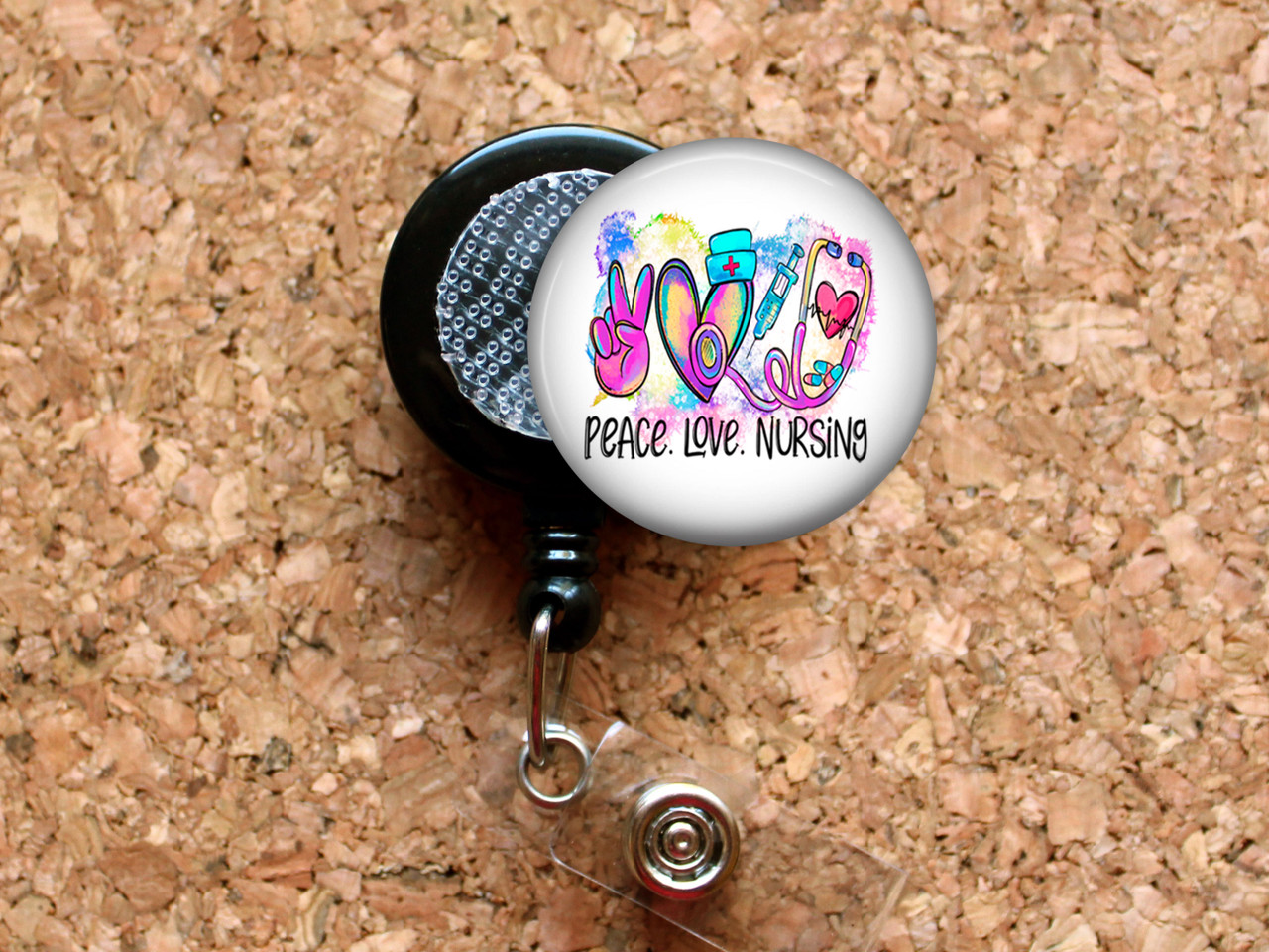 Nursing School Survivor Retractable ID Badge Reel, Lanyard, or Carabiner -  The Badge Patch (A Crystal Garden LLC)