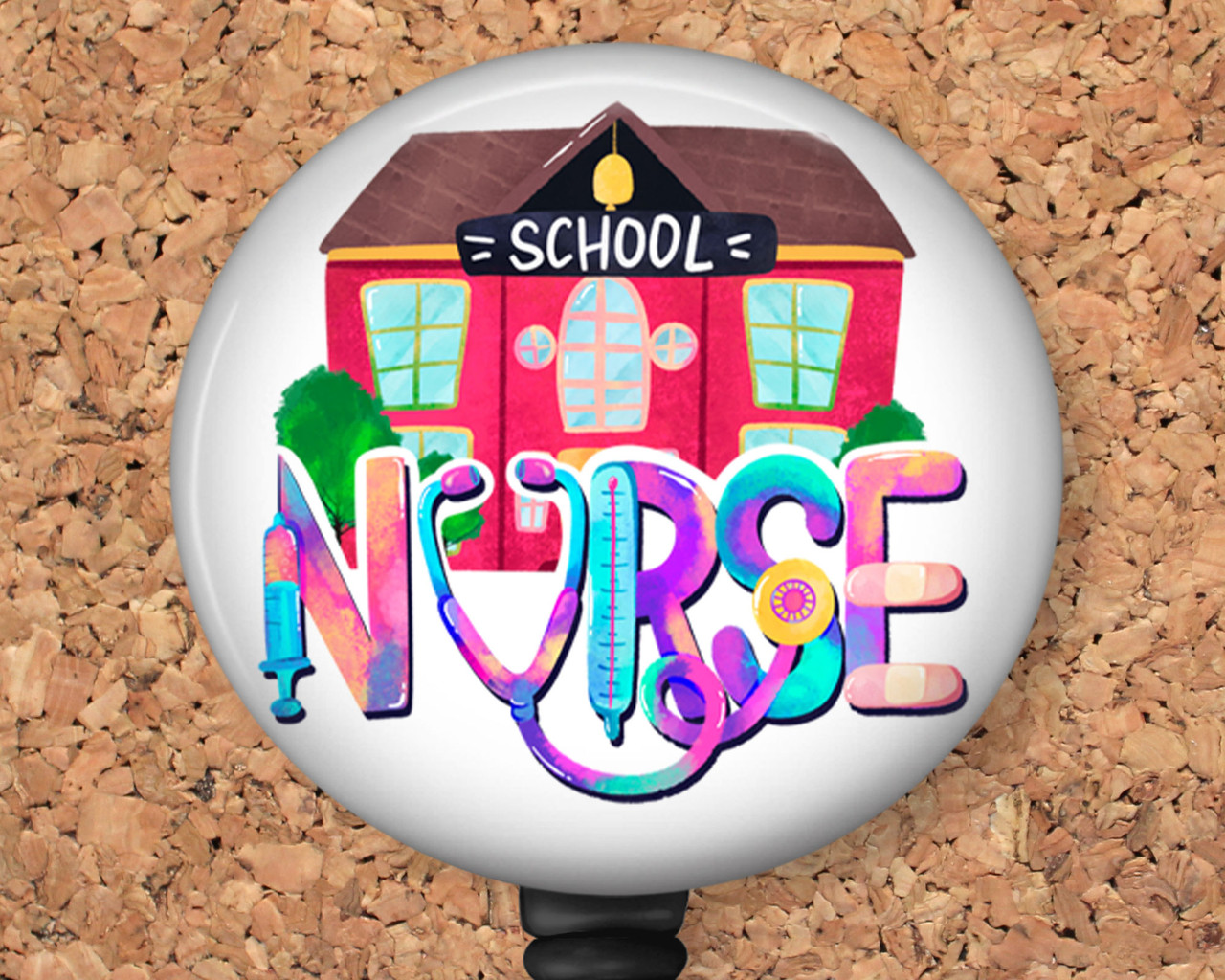 School Nurse Retractable ID Badge Reel, Lanyard, or Carabiner - The Badge  Patch (A Crystal Garden LLC)