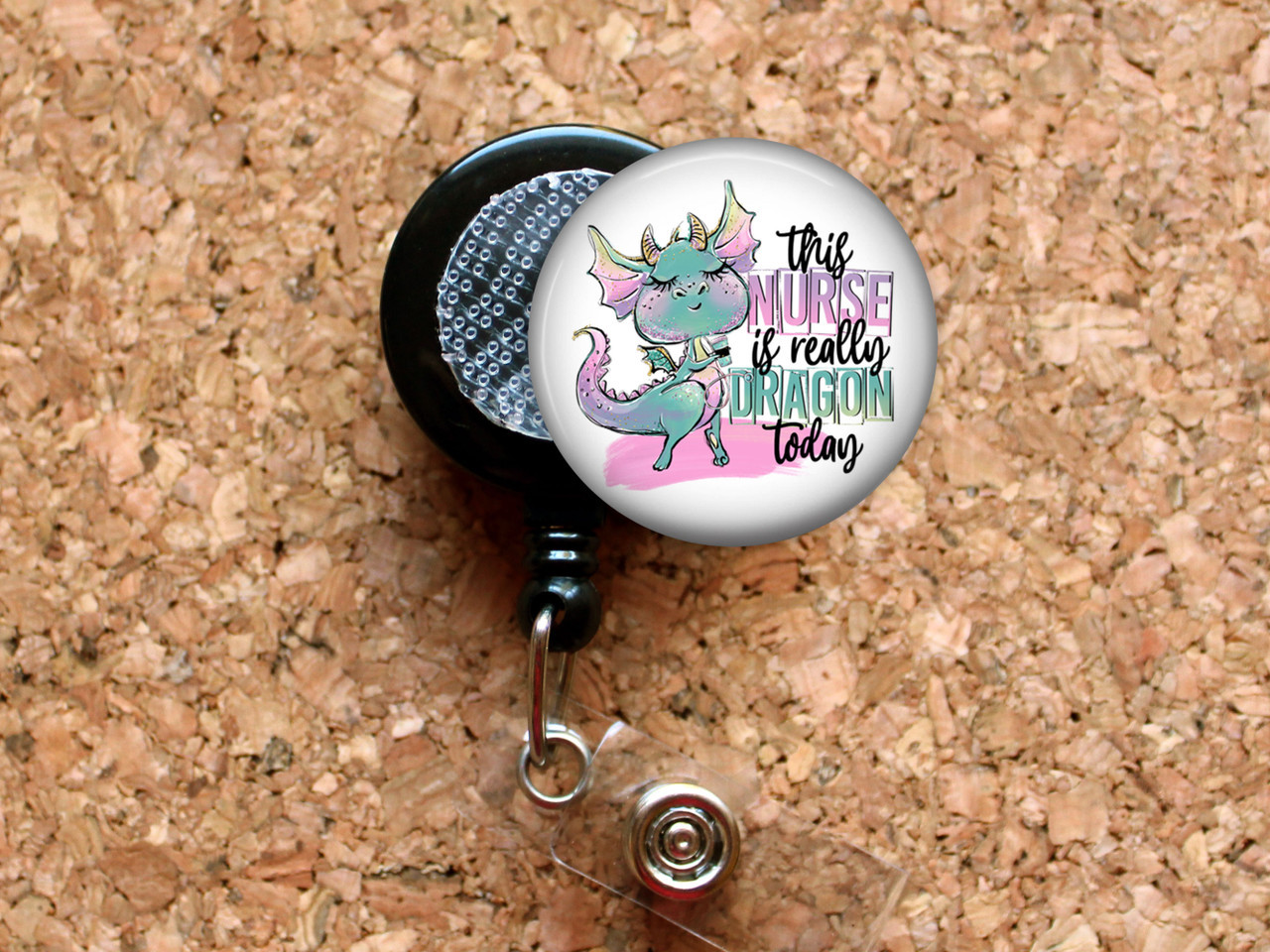 This Nurse is Really Dragon (with mask) Retractable ID Badge Reel