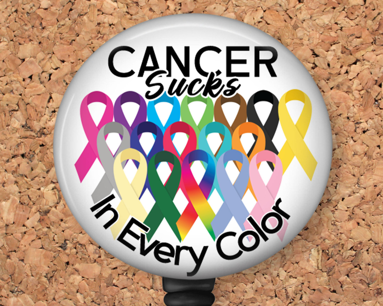 Cancer Sucks in Every Color Retractable ID Badge Reel, Lanyard, or  Carabiner - The Badge Patch (A Crystal Garden LLC)