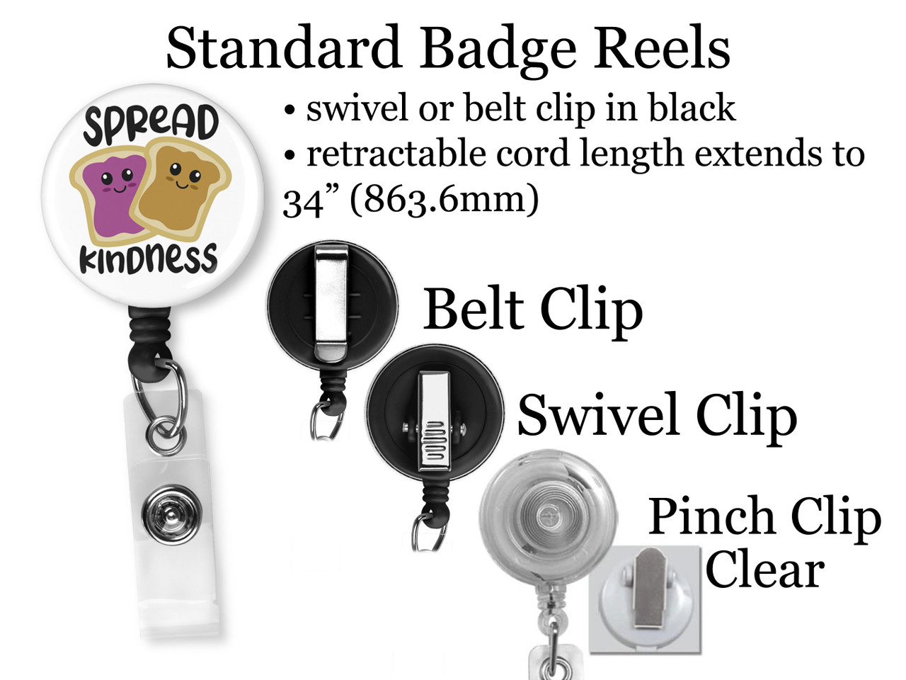Peanut Butter and Jelly Retractable ID Badge Reel, Lanyard, or Carabiner -  The Badge Patch (A Crystal Garden LLC)