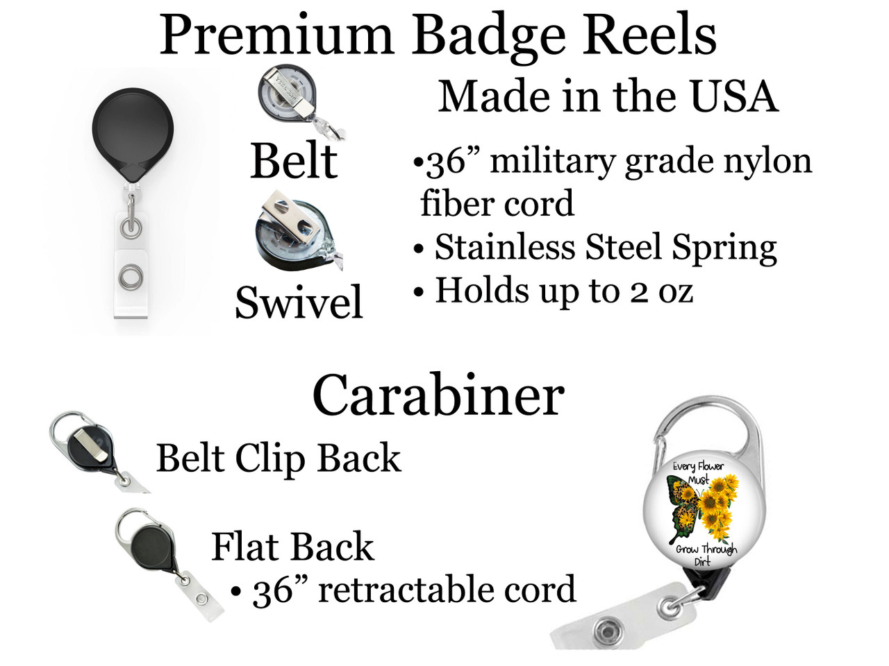 Butterfly Retractable ID Badge Reel, Lanyard, or Carabiner - The Badge  Patch (A Crystal Garden LLC)
