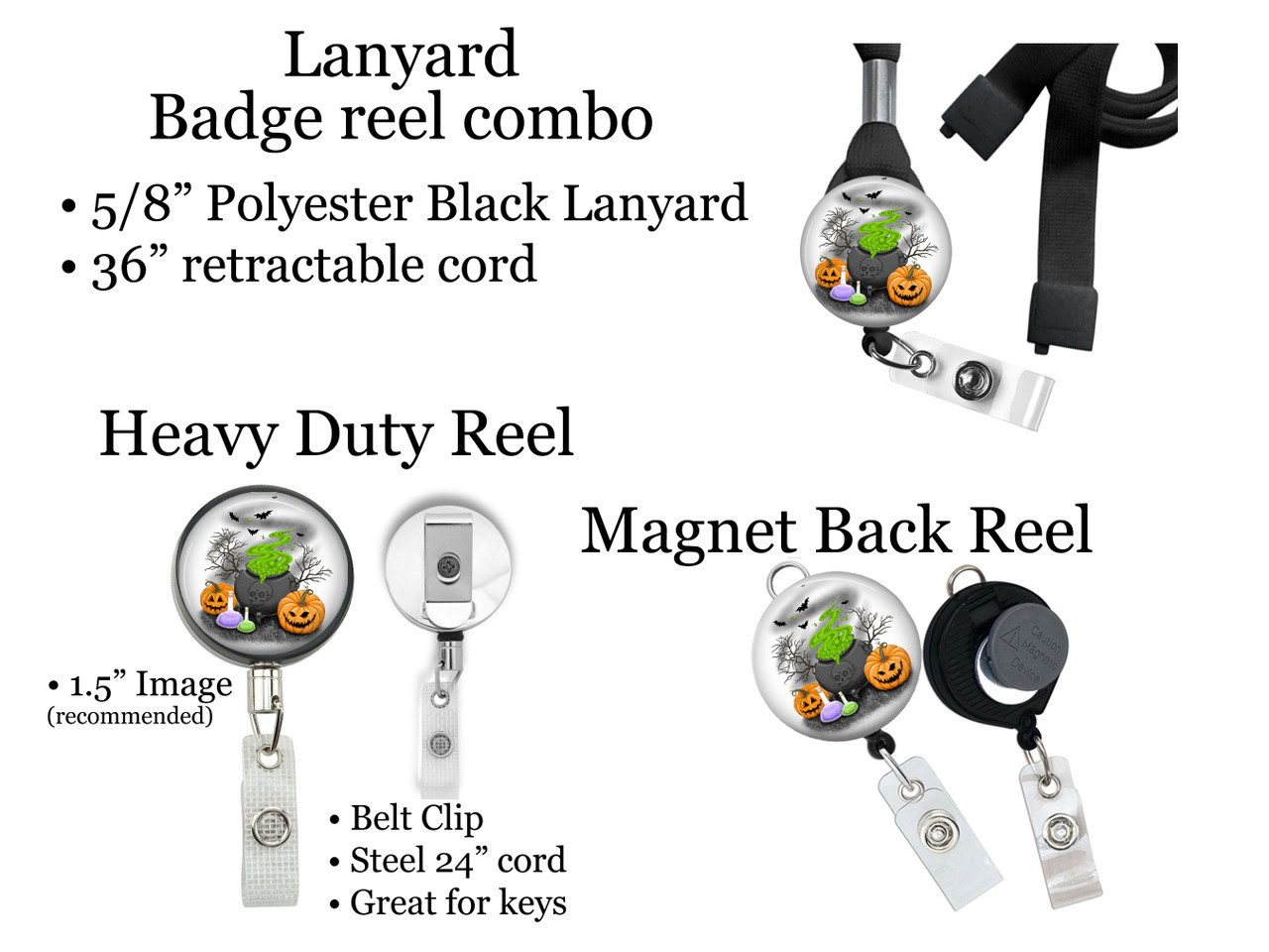 Cauldron Retractable ID Badge Reel, Lanyard, or Carabiner