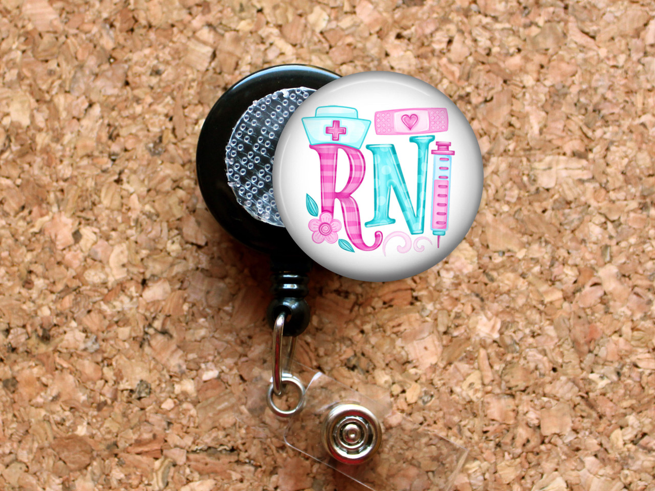 Black Nurse Retractable ID Badge Reel, Lanyard, or Carabiner (12 Designs, 7  Scrub Colors)) - The Badge Patch