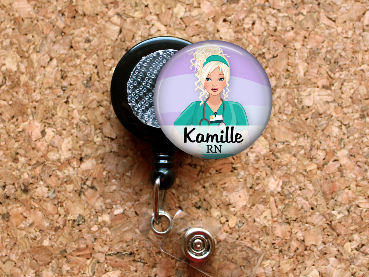 Black Nurse Retractable ID Badge Reel, Lanyard, or Carabiner (21 Designs) -  The Badge Patch (A Crystal Garden LLC)