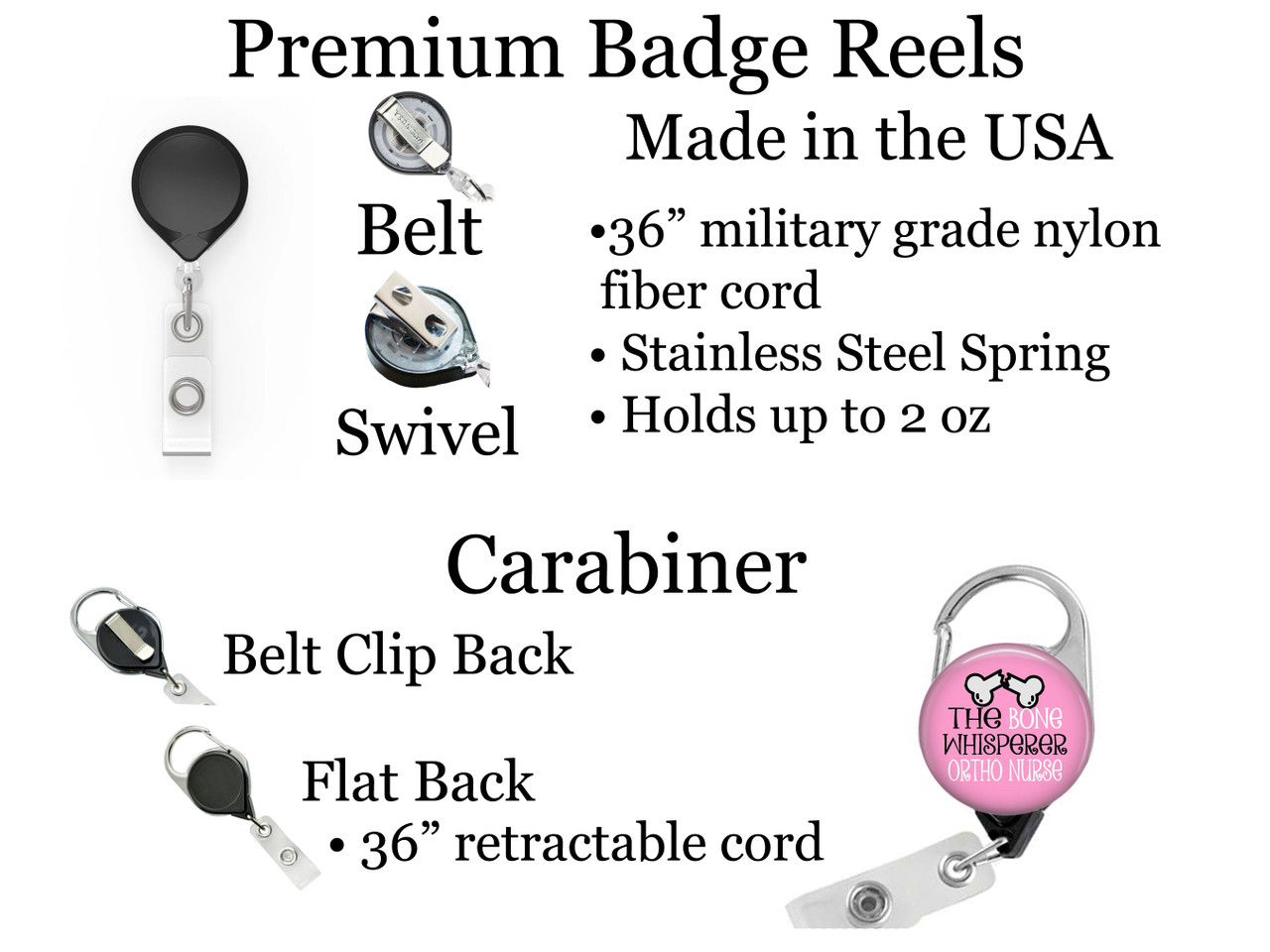 Ortho Retractable ID Badge Reel, Lanyard, or Carabiner (20 Designs) - The Badge  Patch (A Crystal Garden LLC)