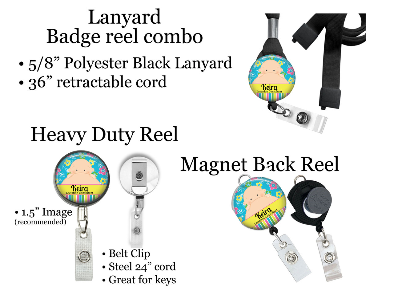 Breastfeeding Baby Retractable ID Badge Reel, Lanyard, or Carabiner (12  Designs) - The Badge Patch (A Crystal Garden LLC)