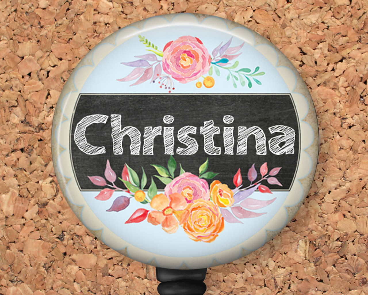 Chalkboard Flowers Retractable ID Badge Reel, Lanyard, or Carabiner (12  Designs) - The Badge Patch (A Crystal Garden LLC)