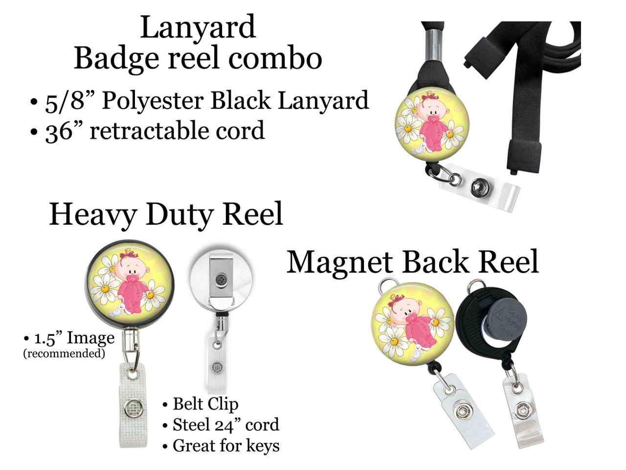 Cute Babies Retractable ID Badge Reel, Lanyard, or Carabiner (12