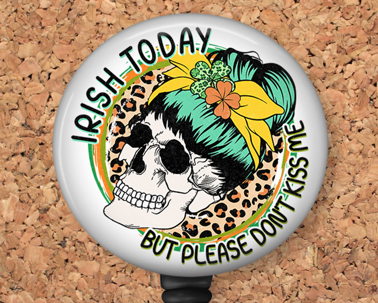 Irish Skull Retractable ID Badge Reel, Lanyard, or Carabiner (6 Designs) -  The Badge Patch (A Crystal Garden LLC)