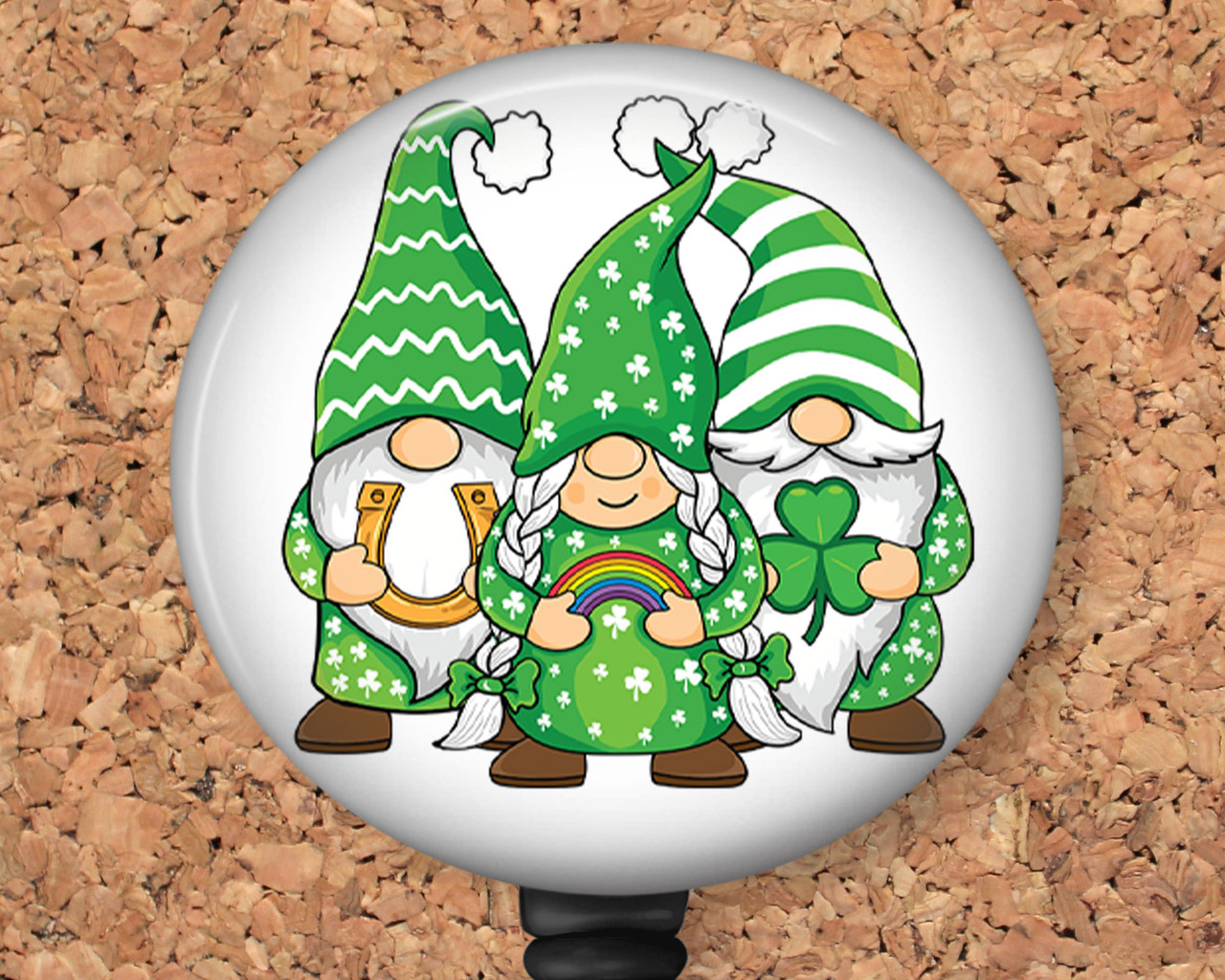 St. Patrick's Day Gnome Trio Retractable ID Badge Reel, Lanyard, or  Carabiner - The Badge Patch (A Crystal Garden LLC)