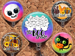 Badge Reel ID Holders - Button Badge Reels - Holiday & Seasonal Designs -  Halloween - The Badge Patch (A Crystal Garden LLC)