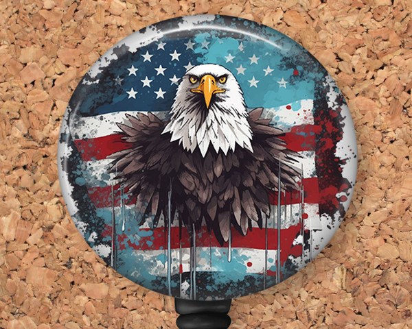 American Eagle Retractable ID Badge Reel, Lanyard, or Carabiner