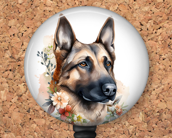 German Shepherd Retractable ID Badge Reel, Lanyard, or Carabiner