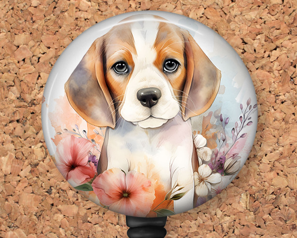 Beagle Dog Retractable ID Badge Reel, Lanyard, or Carabiner