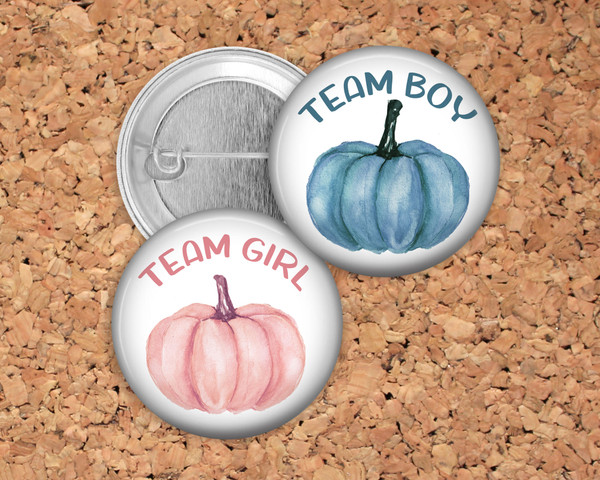 Pumpkins Gender Reveal Party Favor Pins