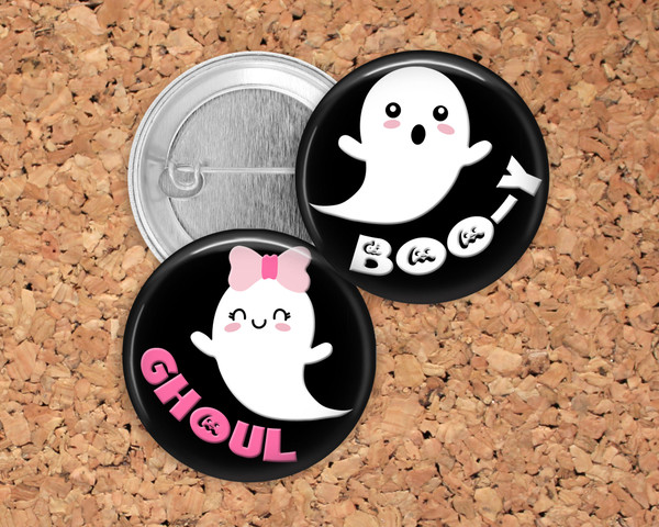 Halloween Ghost Gender Reveal Party Favor Pins