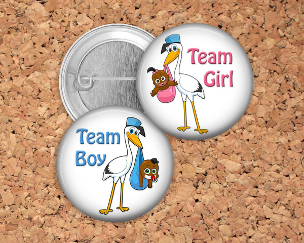 Gender Reveal Party Favor Pins - Stork with Baby