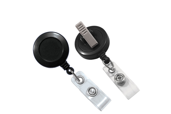 Black Swivel Clip Badge Reels (12 or 20 Pack)