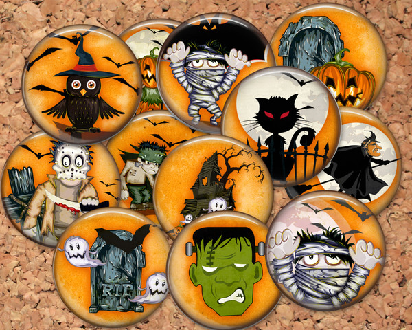 Halloween Pinback button pin or flatback (12 Pack)