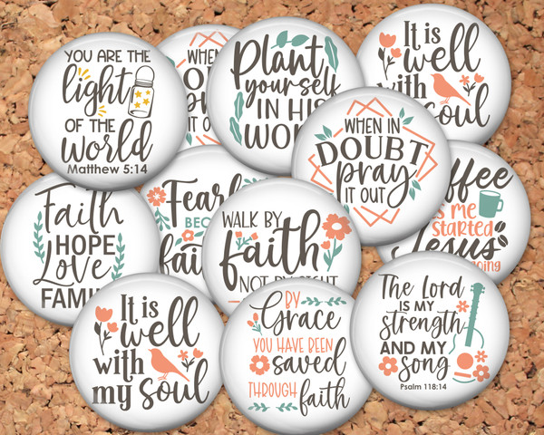 Christian Pinback button pin or flatback (12 Pack)