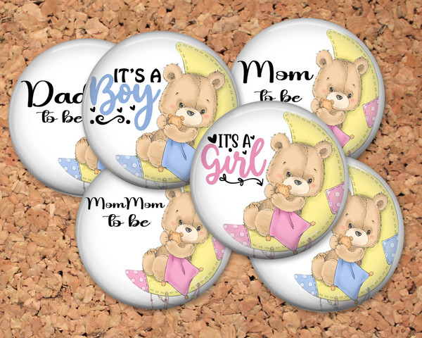 Baby Shower Pin Party Favors ~ Bear on Moon