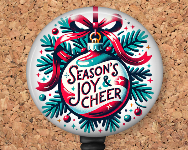 Holiday Joy & Cheer Retractable ID Badge Reel, Lanyard, or Carabiner