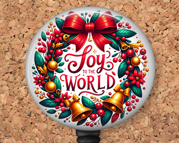Joy to the World Retractable ID Badge Reel, Lanyard, or Carabiner