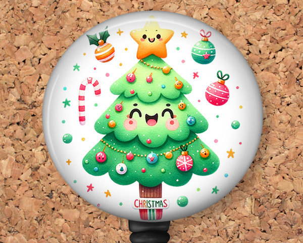 Christmas Tree Retractable ID Badge Reel, Lanyard, or Carabiner