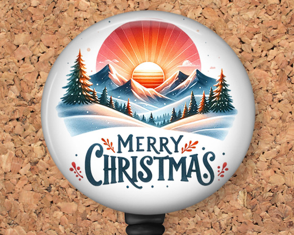 Merry Christmas Sunset Retractable ID Badge Reel, Lanyard, or Carabiner