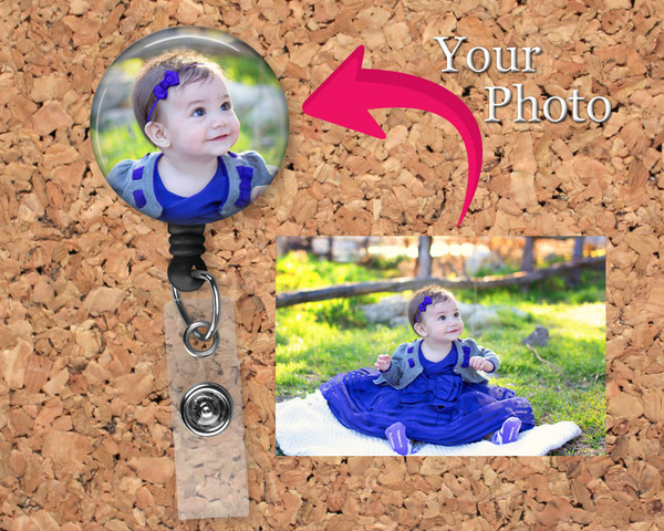 Send your own photo for a personalized badge reel id holder