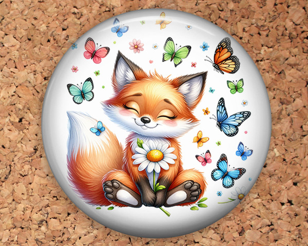 Fox and Butterfly Topper for interchangeable badge reels